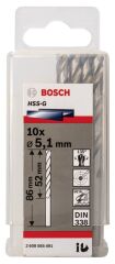 Bosch - HSS-G Metal Matkap Ucu 5,1*86 mm 10'lu Paket