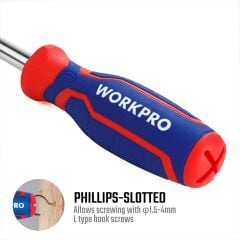 WORKPRO WP221046 6-IN-1 Profesyonel Çok Fonksiyonlu Değişken Uçlu Tornavida Seti