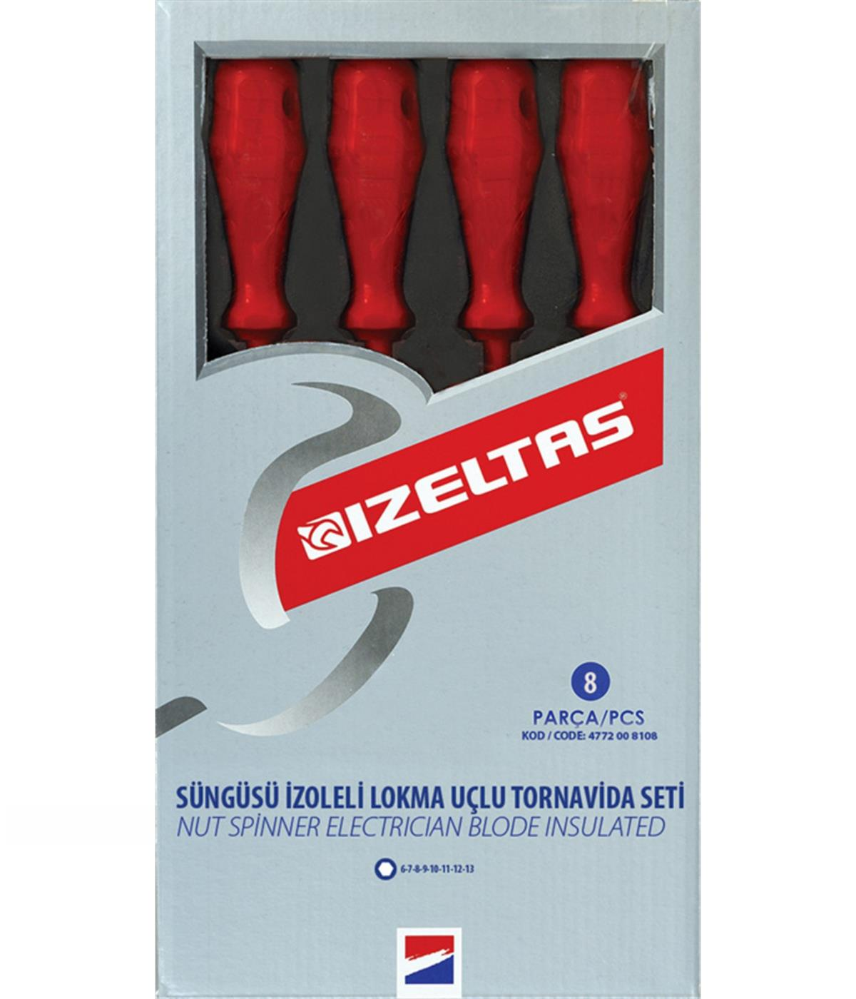 İzeltaş Süngüsü İzoleli Lokma Uçlu Tornavida Seti 8'Li