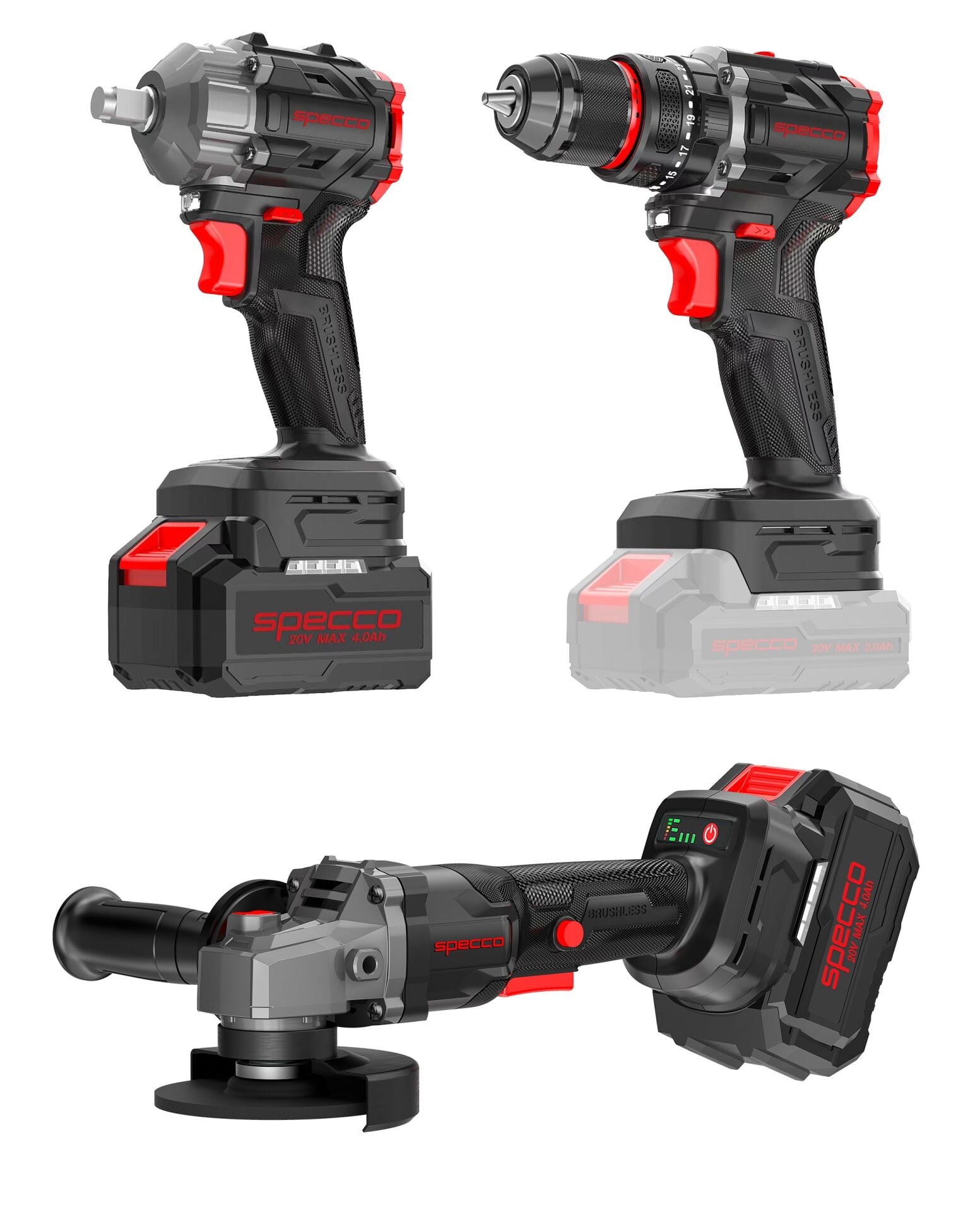 Specco Black Spark Kömürsüz Akülü 3'lü Set (4.0Ah Akü Seti)