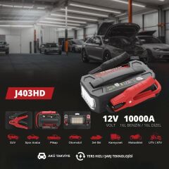 Lokithor J403HD 12V 10.000Amp Li-Polimer Akıllı Akü Takviye + Powerbank + Led Lamba
